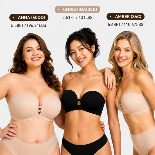 Front Closure Strapless Push-Up Bra
