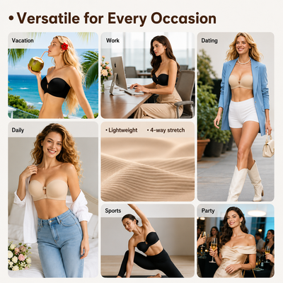 Front Closure Strapless Push-Up Bra